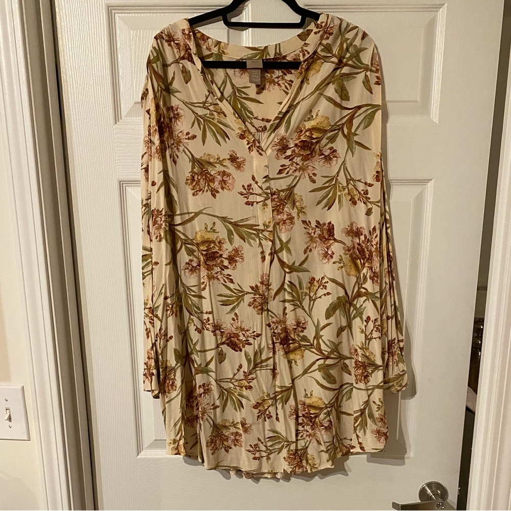 H&M Floral Long Sleeve Dress with Neutral Slip included - Size 2X / 3X